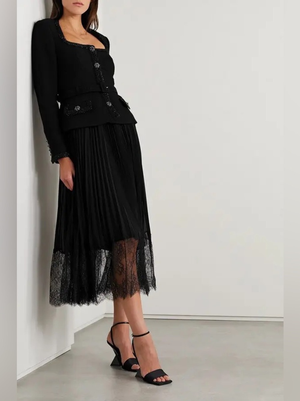 Self-Portrait Tailored Bodice Midi Dress